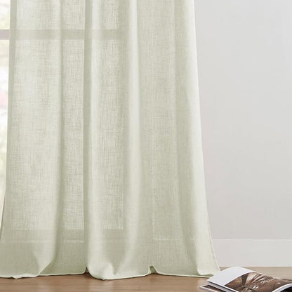 Joydeco Linen Curtains 96 Inch Length 2 Panel Sets,Light Filtering Curtains for Bedroom 52 Inch Wide Living Room Drapes with Back Tabs & Rod Pockets (W52 x L96 Inch, Oatmeal)