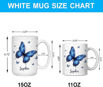 Hyturtle Personalized Inspirational Butterfly Mug - Butterfly Gifts For Women Lovers - Animal Gift For Bird Lover Her - Bird Gifts For Mom on Mother Day - Custom Coffee Cup Ceramic Mug 11 Oz 15 Oz