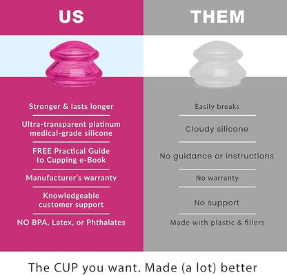 Silicone Cupping Therapy Set Professional Massage Cupping Cups for Cupping Therapy 4 Cup Kit for Massage, Myofascial Release, Cellulite Reduction (Lure Pink)