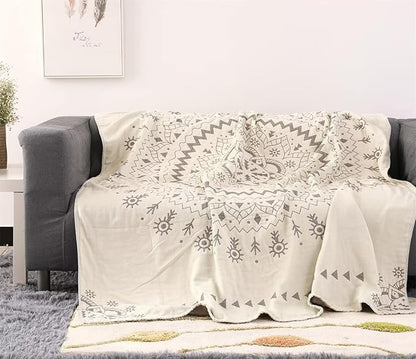 MSGKV Woven Boho Throw Blanket for Couch 100% Cotton Blankets,Versatile KnitWoven Blanket, Super Soft Warm & Decorative Blanket for Chair Bed Sofa and Living Room, 60''Wx 80''L