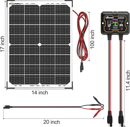 SOLPERK 30W Solar Battery Charger Solar Battery Maintainer + Upgrade 10A MPPT Charge Controller + Adjustable Mount Bracket for Car RV Boat Motorcycle，12V Waterproof Solar Panel Kit Trickle Charging