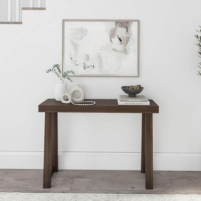 Plank+Beam Solid Wood Console Table, 46.25 Inch, Sofa Table, Narrow Entryway Table for Hallway, Behind The Couch, Living Room, Foyer, Easy Assembly, Walnut