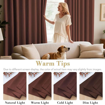 H.VERSAILTEX Blackout Curtains for Bedroom Thermal Insulated Room Darkening Living Room Curtains 84 Inch Long Grommet Privacy Protection Window Curtain Panels/Drapes for Nursery, 2 Panels, Rust