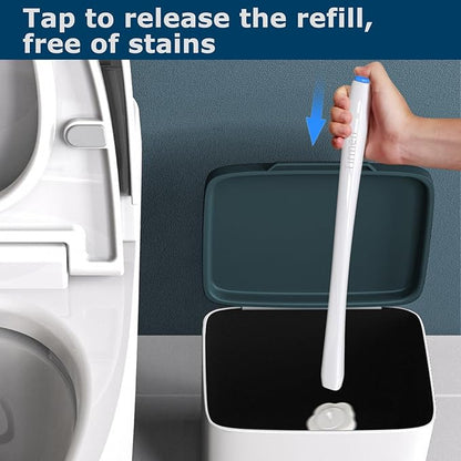 Disposable Toilet Brush: Toilet Bowl Brush and Holder Set with 24 Wand Refills, Upgraded Handle, 2X Cleaners, Toilet Cleaning System with Storage Caddy for Sink, Bathtub, Floor, Drain (2 Sets, Blue)