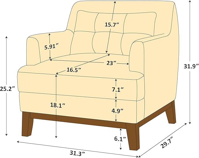 Modern Accent Chair with Terry Fabric, Upholstered Armchair with Spring Package Cushion & Solid Wood Frame, Comfy Lounge Chair for Living Room, Bedroom, or Reading Corner, Terry, White