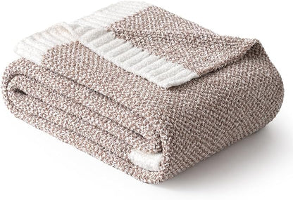 MIULEE Taupe Super Soft Throw Blanket for Couch, Cozy Fluffy Warm Throws Knit Blankets for Sofa, Bed, Chair, Living Room, Camping, Picnic, 50 x 60 inch