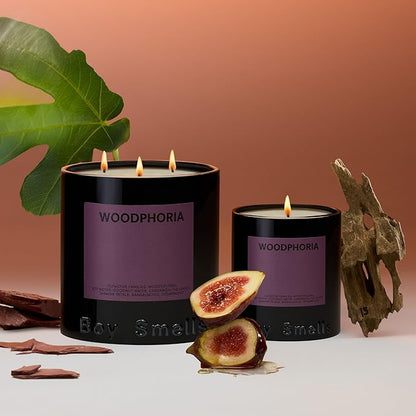 Boy Smells - Woodphoria Scented Candles for Men and Women - 8.5 oz - Soy, Coconut Wax Candle Blend - Aromatic Candles for Home with Fig, Sandalwood and Jasmine - 50-Hour Burn - Cotton Wick