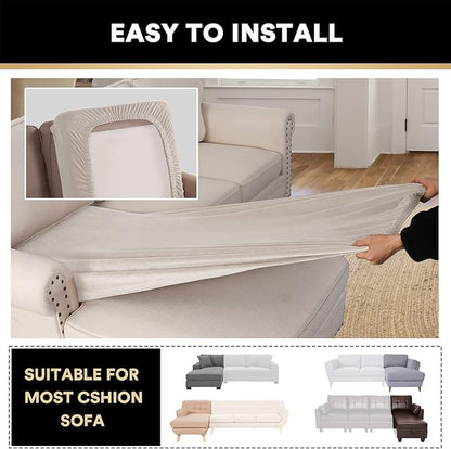 PrinceDeco Sectional Couch Covers Velvet Couch Cover for Dogs Washable L Shaped Couch Cover 1 Piece Individual Sectional Couch Covers with Elastic Bottom(Chaise Lounge,Ivory)