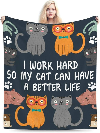 HGOD DESIGNS Cats Throw Blanket Funny Cat Blanket Animals Pet Pattern s Flannel Soft Warm Cozy Fuzzy 40"x50" Throw Blanket for for Women and Men