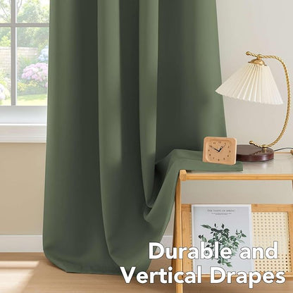 H.VERSAILTEX Premium Blackout Thermal Insulated Room Darkening Curtains for Bedroom/Living Room - Classic Grommet Top (2 Panels, Bronze Green, 52 Inch by 84 Inch)