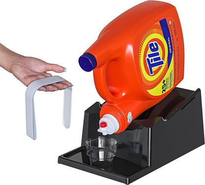 TidyFriend 2 Pack Liquid Laundry Detergent Holder Stand with Drip Tray & Rubber-Grip Feet, Stand for Laundry Room Organization and Storage, Fabric Softener Dispenser with Cup Holder (Black)