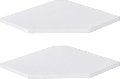 Corner Shelf Wall Mount, Floating Corner Shelves, Set of 2 Corner Wall Shelf Organizer, Rustic Wood Wall Storage Display Shelves for Living Room Bedroom Bathroom Kitchen, Rustic White