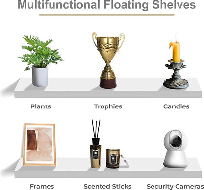 Sorbus Floating Shelves for Wall - 35 Inch Long Bathroom Shelves, Wall Decor for Bedroom, Kitchen, Living Room & Book Storage - Mounted Floating Shelf with Invisible Brackets (White, 2 Pack)