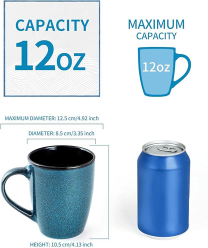 Ceramic Mugs 12oz,Large Ceramic Coffee Cups for Men, Women, Dad, Mom, Modern Coffee Mugs With Handle For Tea,Latte,Cappuccino,Cocoa. (green and blue 4pack)