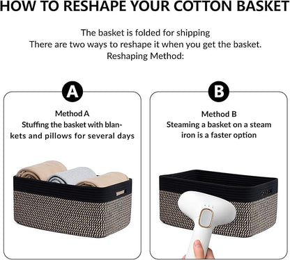 Large Storage Baskets for Shelves, Closet Organizers Bins for Clothes Blanket Towels, Baby Nursery, Toy Baskets Box, Woven Rope Baskets, 17 x 13 x 7.5”, 3 Packs Woven Brown