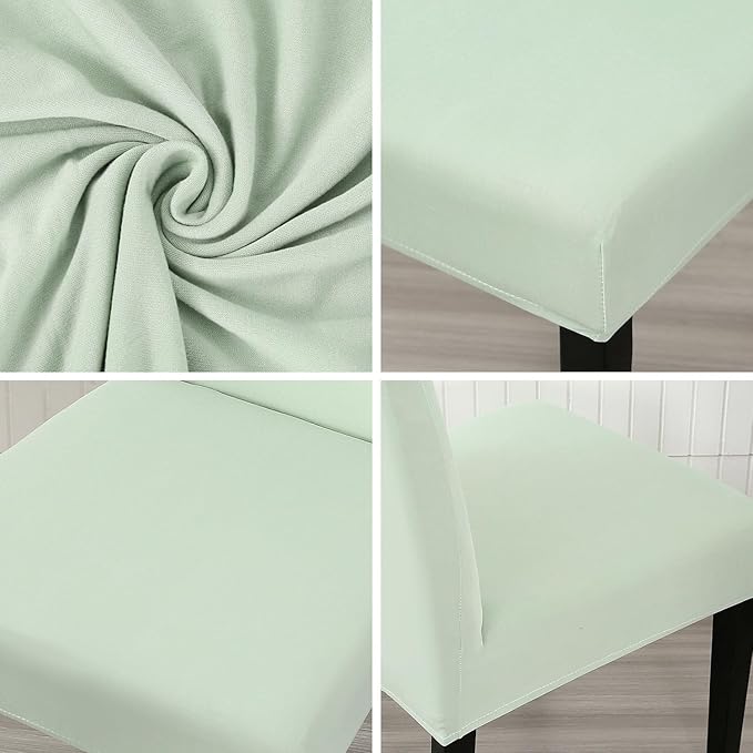 JQinHome Smoke Green Chair Covers for Dining Room Set of 2, High Stretch Removable Washable Parsons Chair Slipcover for Home Party Hotel Wedding Ceremony (2PCS,Smoke Green)
