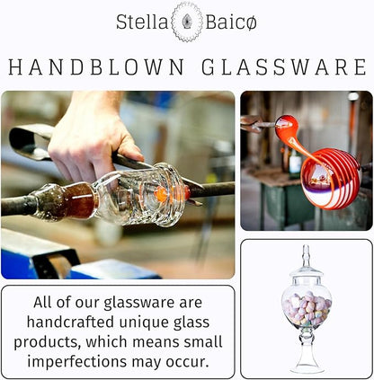 Large Glass Apothecary Jars with Lid, Clear Candy Jar for Candy Buffet, Fancy Decorative Glass Jar for Party, Wedding and Display, Tall Glass Candy Containers (Height: 16.5", Diameter: 6.5")