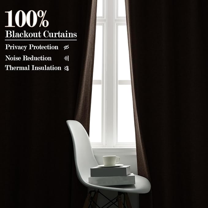 Room Divider Curtains Screen Partitions, Linen Look 100% Blackout Drapery 84 Inches Long, 120" Wide Pinch Pleated Window Drapes, Privacy Protecting, Light Blocking, (1 PC, Light Brown)