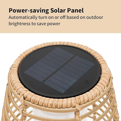 Outdoor Floor Lamp Solar Powered Lantern Waterproof Outdoor Lamps Wicker Patio Lights for Garden Deck Backyard Decor
