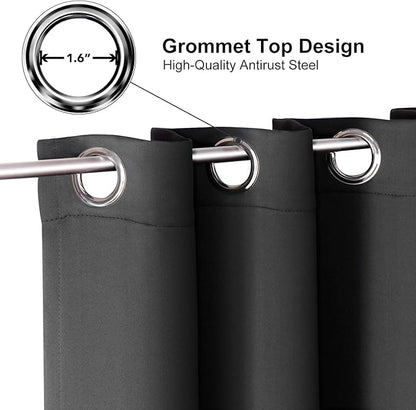 ChrisDowa Small Window Curtains 50 inches Long for Bedroom - Grommet Short Thermal Insulated Room Darkening Curtains for Kitchen (2 Panels, Dark Grey, 29 x 50 Inch)