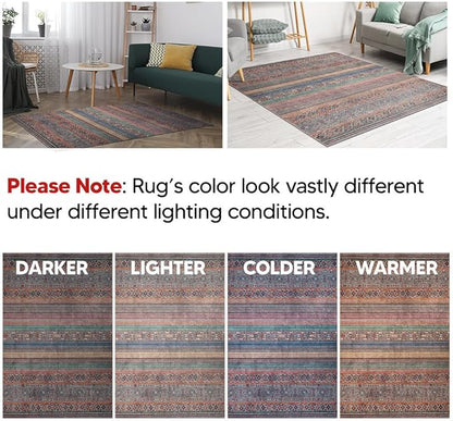 Keen Home Design 2x12 Rug - Machine Washable Runner Rug with Non-Slip Backing, Ideal for Hallway, Entryway, Kitchen, Laundry Room - Vintage, Easy Clean, Durable, Low Pile - (2'6" x 12')