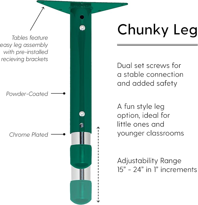 Factory Direct Partners FDP Rectangle Activity School and Classroom Kids Table (36 x 72 inch), Toddler Legs, Adjustable Height 15-24 inches - Gray Top and Green Edge