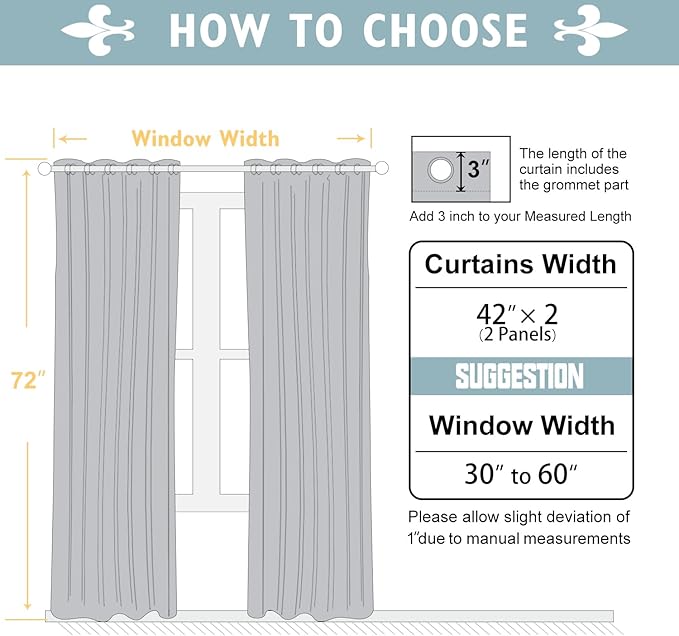 ChrisDowa Blackout Curtains 72 inches Long for Bedroom - 2 Panels Set Grommet Thermal Insulated Room Darkening Curtains for Living Room (Stone Blue, 42 x 72 Inch)