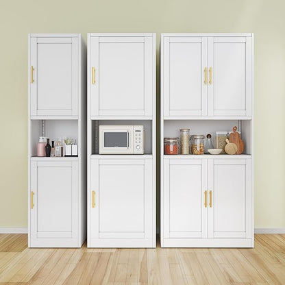 Tall Narrow Storage Cabinet 66.93" H Tall Bathroom Cabinet Metal Pantry Cabinets, 4 Adjustable Shelves for Kitchen, Home Office, Living Room, Dinning Room (20 inches Wide White)