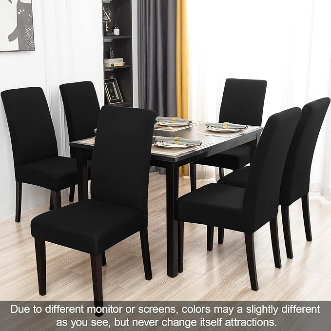 JQinHome Dining Chair Covers Dining Room Chair Slipcovers, 2 Pack High Stretch Removable Washable Parsons Chair Slipcover for Home Party Hotel Wedding Ceremony (Black)