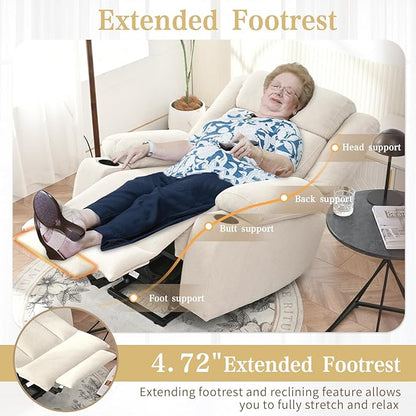Oversize Power Lift Recliner Chair for Big and Tall with Extended Footrest, Large Electric Lift Chairs, 400lbs Capacity, Remote Control, Cup Holders & Side Pockets