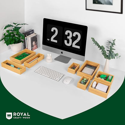 ROYAL CRAFT WOOD Bamboo Jewelry Organizer Box & Chests Set - Versatile Storage Solution for Makeup, Jewelry, and Bathroom Essentials (8 Boxes)