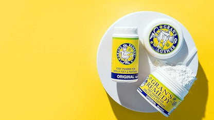 Gran's Remedy Shoe Deodorizer and Foot Powder for Smelly Feet - Effective Shoe Odor Eliminator in Travel Size - Absorbs Sweat and Moisture for Shoes and Feet - Unscented