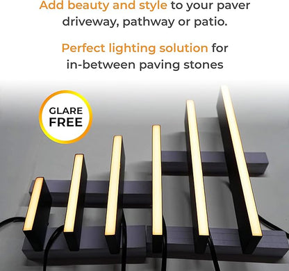 LUMENGY Paver Light Slim 0.5x12 Inch (0.55 x 11.8) Glare-Free Steel Lighting for Pavers, Brick, Walls, Driveways, Walkways & Pathways, 2700K Warm White, Waterproof, Drive-Over, Weird 12V AC/DC