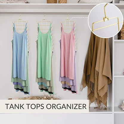 ZEDODIER 4 Pack Space Saving Bra Hangers, Non-Slip Tank Top Hanger, Closet Organizers and Storage for Camisoles Tank Tops Bras Ties Swimsuits Strappy Dress, Gold