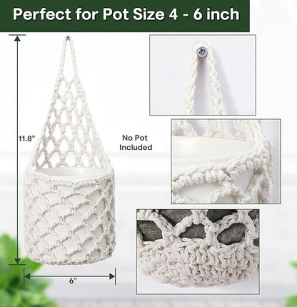 2PK Wall Planters for Indoor Plants, Macrame Plant Hanger | Wall Planter, Plant Hanger, Hanging Planter (2PK, for 6 inch Pot)
