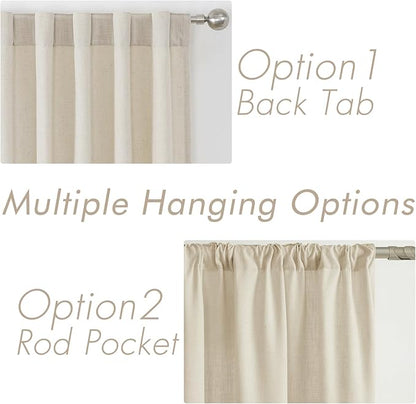 Joydeco Linen Curtains - 108 Inch Length, 2 Panels Set for Living Room, Light Filtering (W52 x L108 Inch, Pistachio Shell)