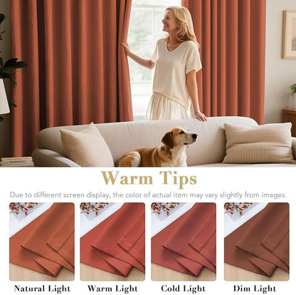 H.VERSAILTEX Blackout Curtains for Bedroom Thermal Insulated Room Darkening Living Room Curtains 84 Inch Long Grommet Privacy Protection Window Curtain Panels/Drapes for Nursery,2 Panels,Orange