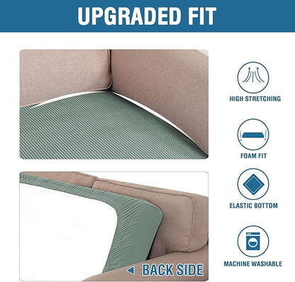H.VERSAILTEX Super Stretch Individual Seat Cushion Covers Sofa Covers Couch Cushion Covers Slipcover Sets Thick Jacquard Textured Twill Fabric (1 Piece Loveseat Cushion Cover, Sage)