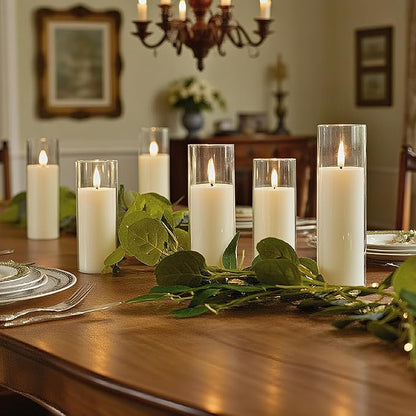 Homemory Ivory Acrylic Flameless LED Candles, Battery Operated with Remote Control and Timer, Electric Fake Candles for Wedding, Home Decor, Set of 9