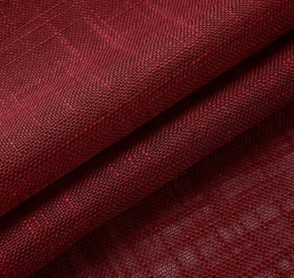 MIUCO Semi Sheer Curtains Poly Linen Textured Solid Grommet Curtains 63 Inches Long for Living Room 2 Panels (2 x 37 Wide x 63" Long) Burgundy