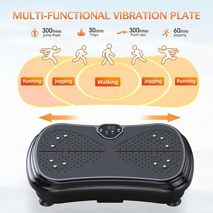 Vibration Plate Exercise Machine Weight Loss, Full Body Vibration Plate for Lymphatic Drainage, 180 Adjustable Speeds Vibrating Plate 400 Lbs Capacity Fitness Platform for Women Men