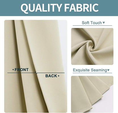 ChrisDowa Grommet Room Darkening Curtains for Bedroom and Living Room - 2 Panels Set Thermal Insulated Blackout Curtains (Beige, 52W x 84L)