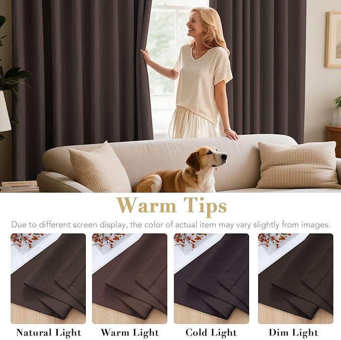 H.VERSAILTEX Thermal Insulated Blackout Curtains - Antique Copper Grommet Top Window Drapes - Chocolate Brown - 52" W x 72" L - (Set of 2 Panels)