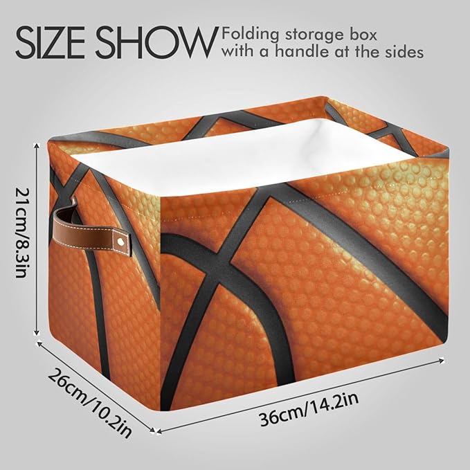 Storage Basket Bin Basketball Organizer Basket Collapsible Shelf Basket Cube with handle for Nursery Bedroom Bathroom, one sizex1