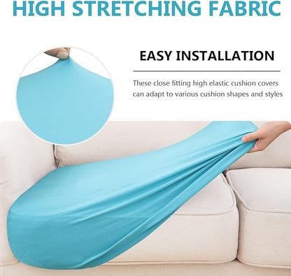 hyha Waterproof Couch Cushion Covers, Stretch Sofa Couch Seat Slipcover for Dog Washable, Non-Slip Waterproof Outdoor Cushion Covers for Patio Furniture Replacement (2 Pieces, Peacock Blue)