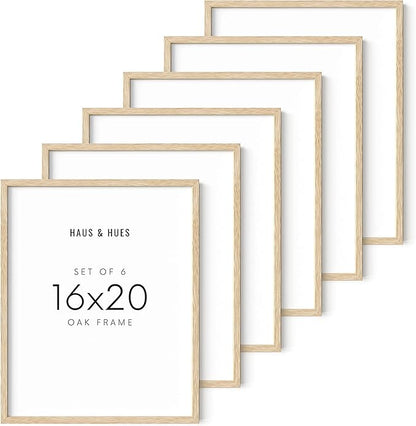 HAUS AND HUES Picture Frame, Beige Oak Wood, 16x20 inches, Set of 6