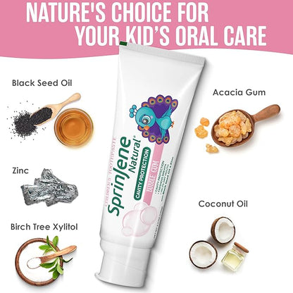 SprinJene Natural Kids Toothpaste, Bubblegum | Natural Children’s Toothpaste for Cavity Protection | Fluoride Toothpaste for Toddlers | 4 Pack