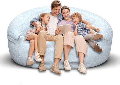 Bean Bag Chair for Adults 6FT,Soft Removable Cover for Teens/Girls Bedroom,Fluffy Giant Round Floor Beanbag Lounger Chairs (No Filler,Light Gray)