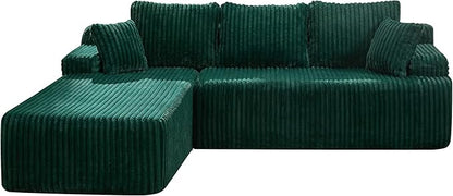 Hobestluk Modular Sectional Sofa Couches 108" L-Shape Couch 3 Seat Modular Sofa Memory Foam Sectional Couches for Living Room, Boneless Couch with Oversized Chaise (Green, Left Facing)