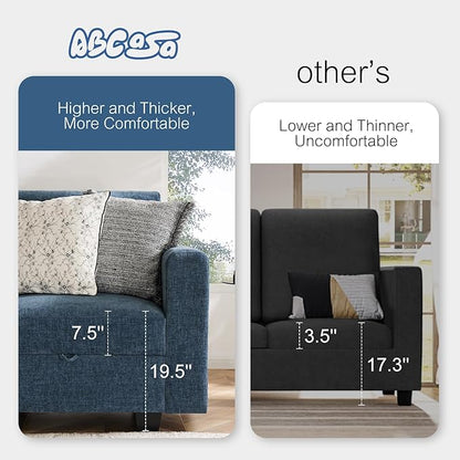 38.5 Oversized Accent Chair with Storage Blue Chenille, Single Modern Accent Sofa Chair with Arms for Apartment Living Room (21" Deep Seat)